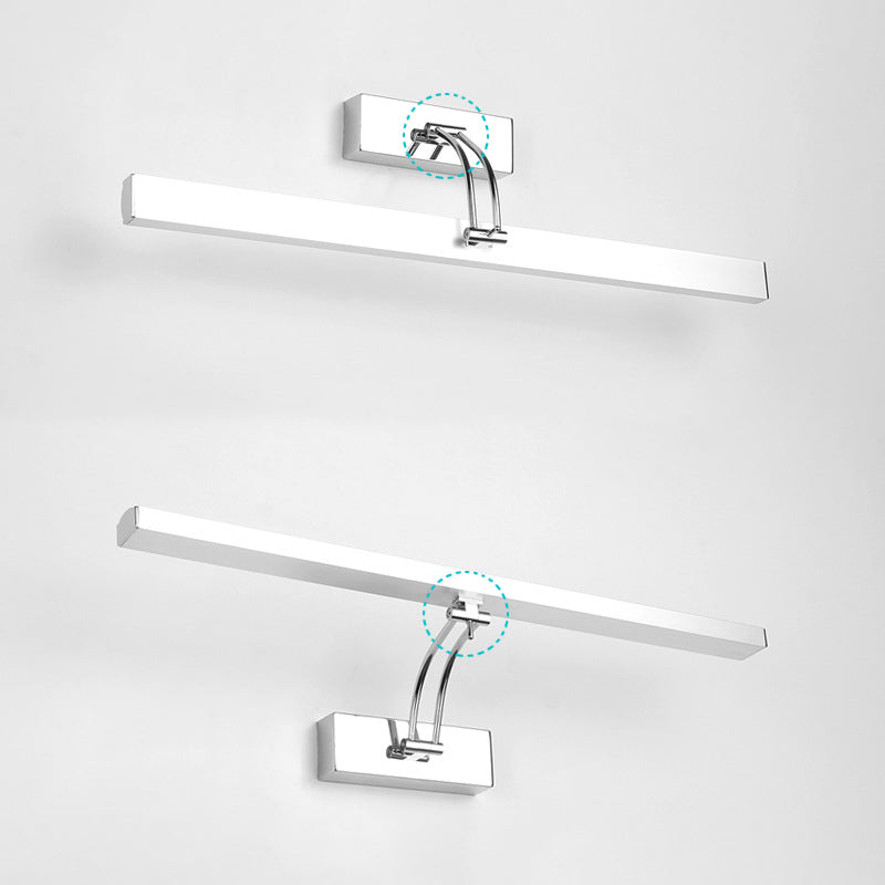 Stainless Steel Stick Vanity Light Fixture Contemporary White LED Wall Mounted Lighting Clearhalo 'Cast Iron' 'Glass' 'Industrial' 'Modern wall lights' 'Modern' 'Tiffany' 'Traditional wall lights' 'Vanity Lights' 'Wall Lights' Lighting' 2466151