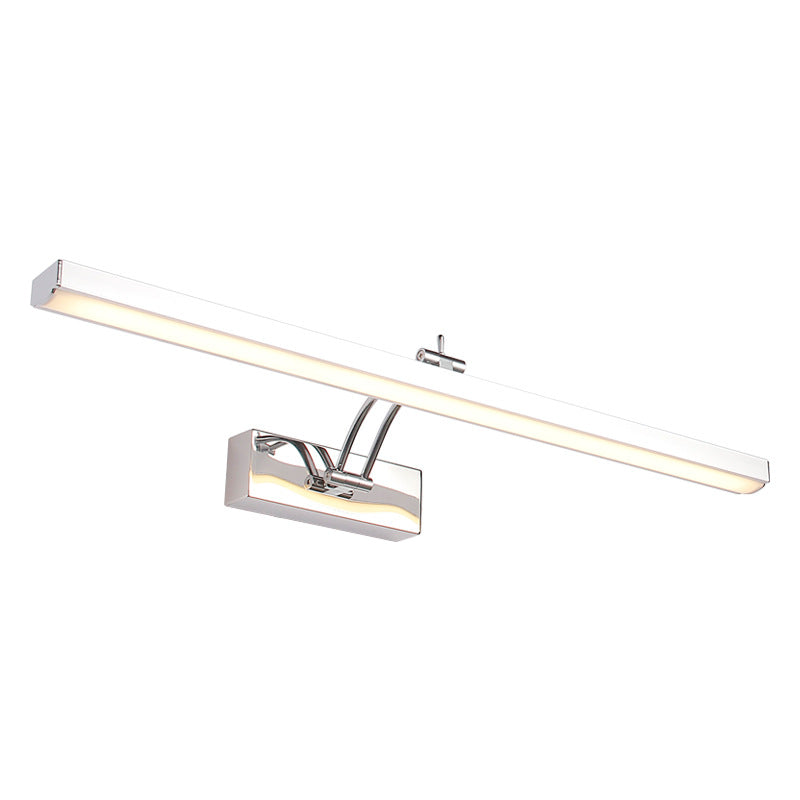Stainless Steel Stick Vanity Light Fixture Contemporary White LED Wall Mounted Lighting Clearhalo 'Cast Iron' 'Glass' 'Industrial' 'Modern wall lights' 'Modern' 'Tiffany' 'Traditional wall lights' 'Vanity Lights' 'Wall Lights' Lighting' 2466152