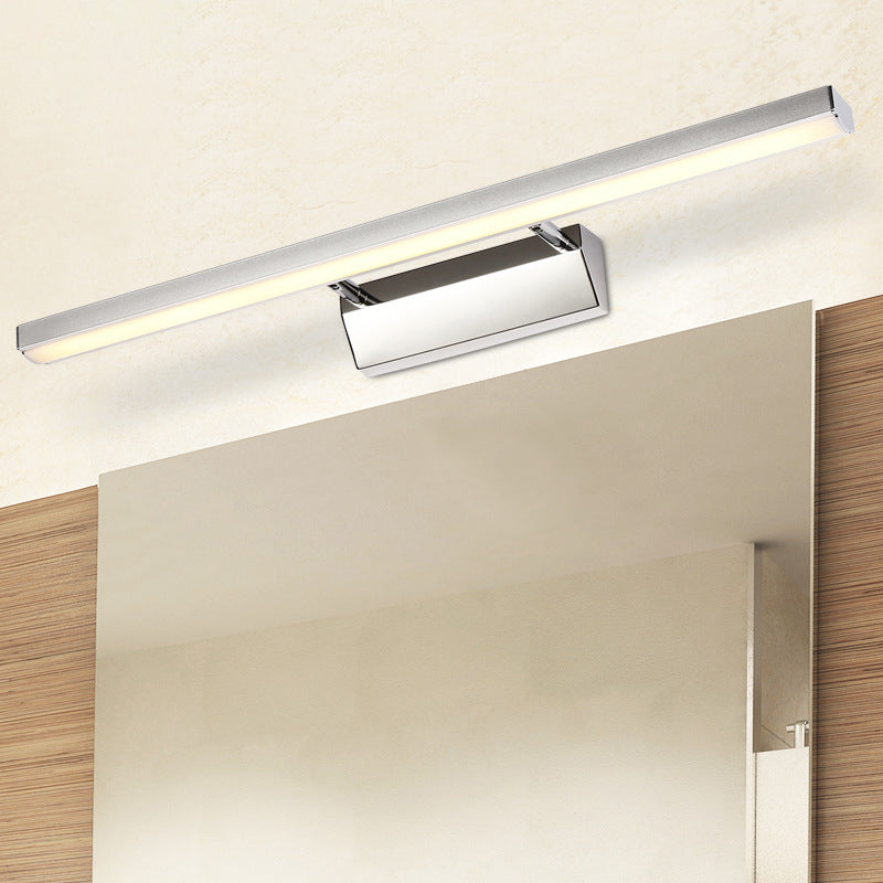 Stainless Steel Stick Vanity Light Fixture Contemporary White LED Wall Mounted Lighting White Straight Clearhalo 'Cast Iron' 'Glass' 'Industrial' 'Modern wall lights' 'Modern' 'Tiffany' 'Traditional wall lights' 'Vanity Lights' 'Wall Lights' Lighting' 2466153