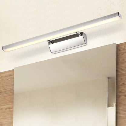 Stainless Steel Stick Vanity Light Fixture Contemporary White LED Wall Mounted Lighting White Straight Clearhalo 'Cast Iron' 'Glass' 'Industrial' 'Modern wall lights' 'Modern' 'Tiffany' 'Traditional wall lights' 'Vanity Lights' 'Wall Lights' Lighting' 2466153