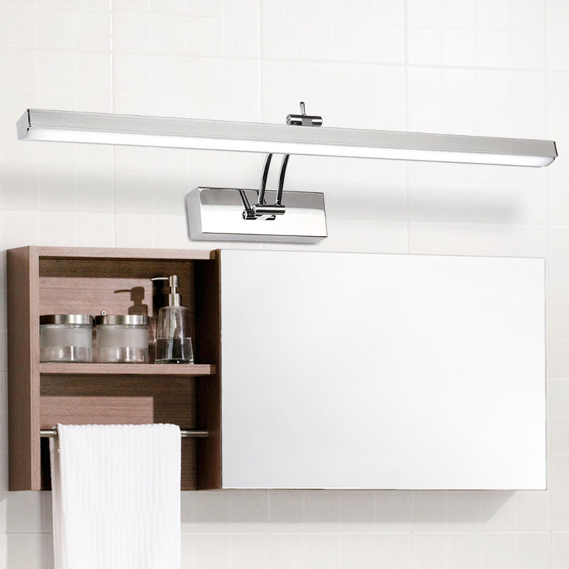 Stainless Steel Stick Vanity Light Fixture Contemporary White LED Wall Mounted Lighting White Curved Clearhalo 'Cast Iron' 'Glass' 'Industrial' 'Modern wall lights' 'Modern' 'Tiffany' 'Traditional wall lights' 'Vanity Lights' 'Wall Lights' Lighting' 2466154