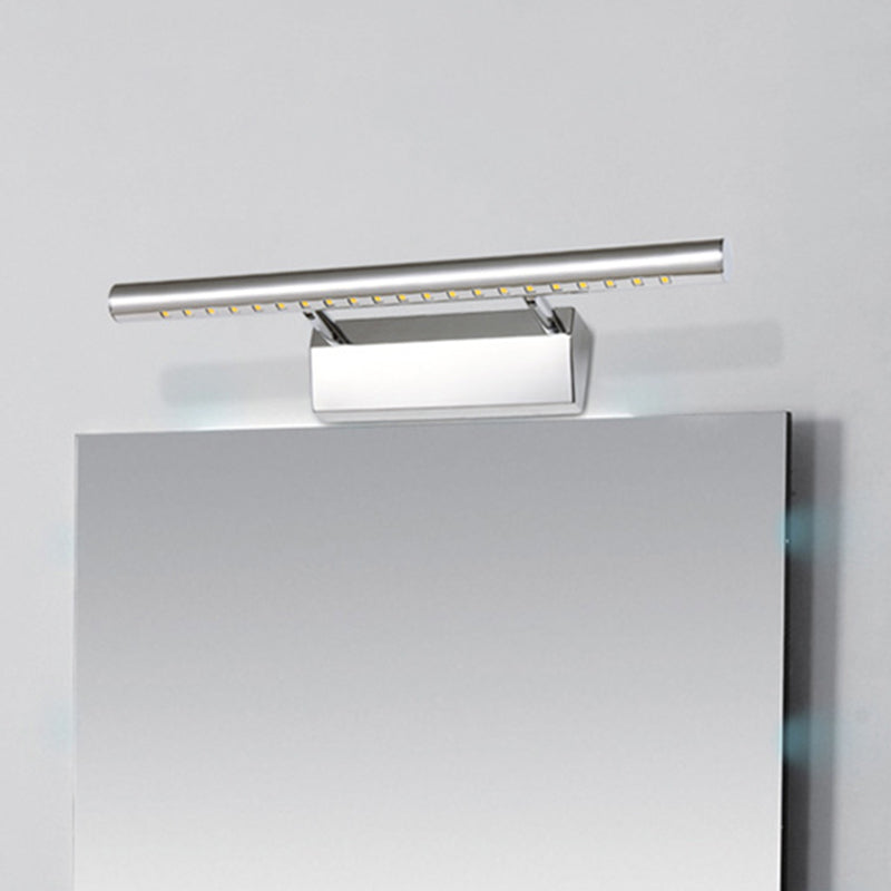 Stainless Steel Pole Vanity Lamp Minimalist Nickel LED Wall Mount Light with Pivot Joint Clearhalo 'Modern wall lights' 'Modern' 'Vanity Lights' 'Wall Lights' Lighting' 2466156