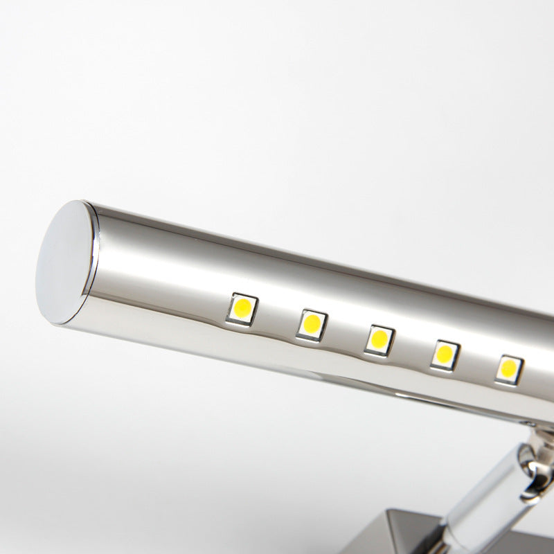 Stainless Steel Pole Vanity Lamp Minimalist Nickel LED Wall Mount Light with Pivot Joint Clearhalo 'Modern wall lights' 'Modern' 'Vanity Lights' 'Wall Lights' Lighting' 2466158