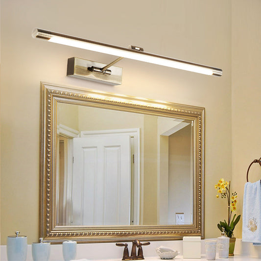 Tube LED Picture Light Minimalist Metal Bathroom Vanity Sconce Light with Swing Arm Bronze Clearhalo 'Cast Iron' 'Glass' 'Industrial' 'Modern wall lights' 'Modern' 'Tiffany' 'Traditional wall lights' 'Vanity Lights' 'Wall Lights' Lighting' 2466170