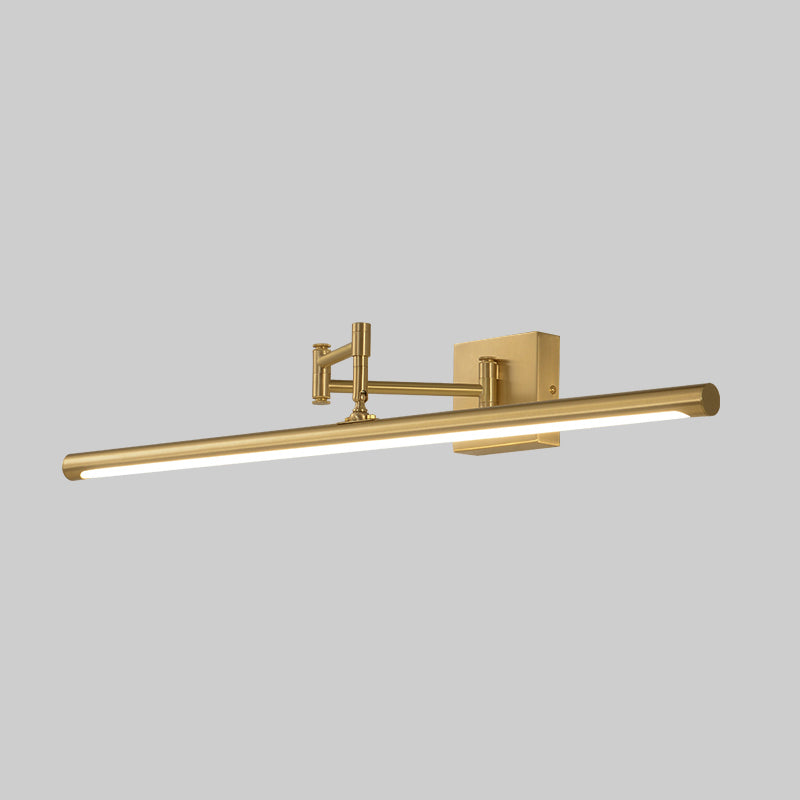 Foldable Brass Tube Vanity Sconce Light Antiqued Metal Powder Room LED Wall Lamp Brass 27.5" Clearhalo 'Vanity Lights' 'Wall Lights' Lighting' 2466182