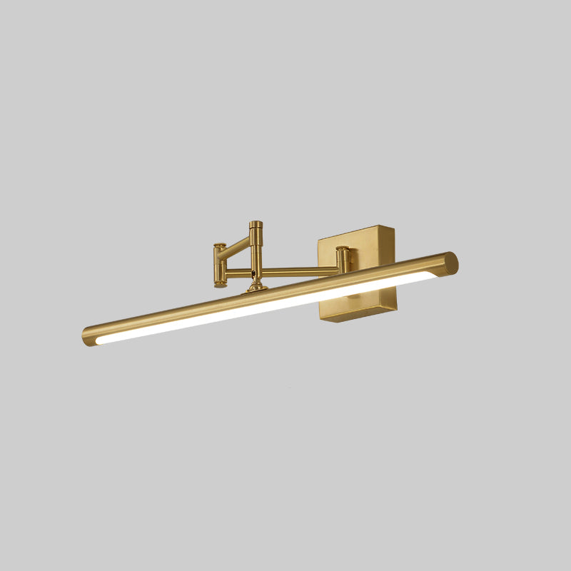 Foldable Brass Tube Vanity Sconce Light Antiqued Metal Powder Room LED Wall Lamp Brass 21.5" Clearhalo 'Vanity Lights' 'Wall Lights' Lighting' 2466183