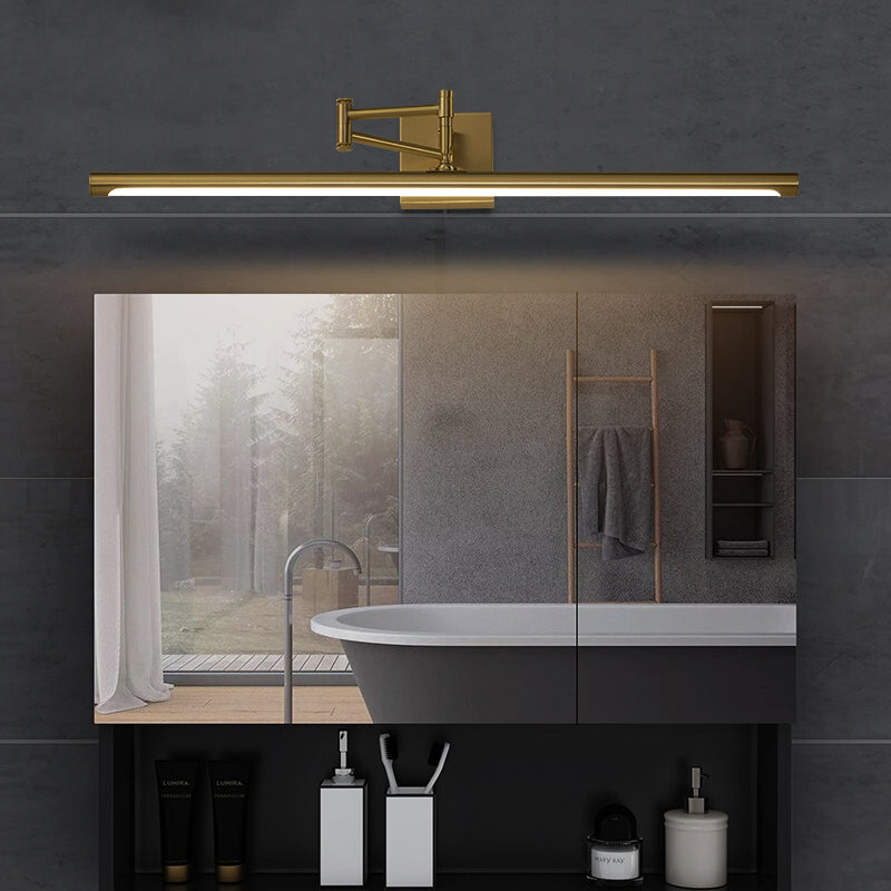 Foldable Brass Tube Vanity Sconce Light Antiqued Metal Powder Room LED Wall Lamp Clearhalo 'Vanity Lights' 'Wall Lights' Lighting' 2466184