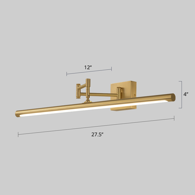 Foldable Brass Tube Vanity Sconce Light Antiqued Metal Powder Room LED Wall Lamp Clearhalo 'Vanity Lights' 'Wall Lights' Lighting' 2466189