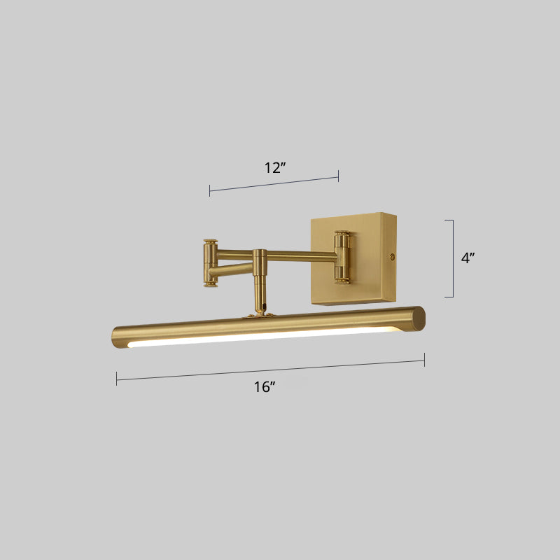 Foldable Brass Tube Vanity Sconce Light Antiqued Metal Powder Room LED Wall Lamp Clearhalo 'Vanity Lights' 'Wall Lights' Lighting' 2466191