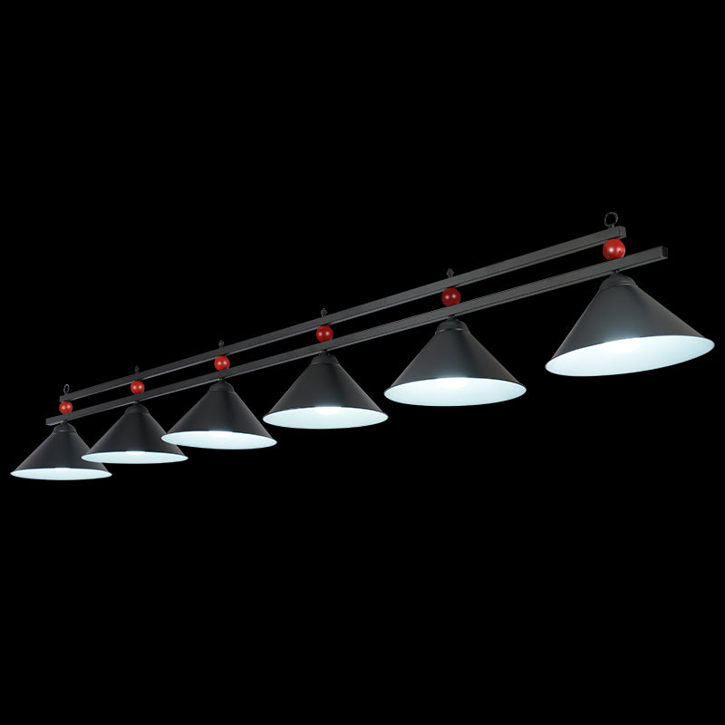 Conical Metal Hanging Island Light Industrial Billiard Club Suspension Pendant Light 6 Black Clearhalo 'Ceiling Lights' 'Island Lights' Lighting' 2466204