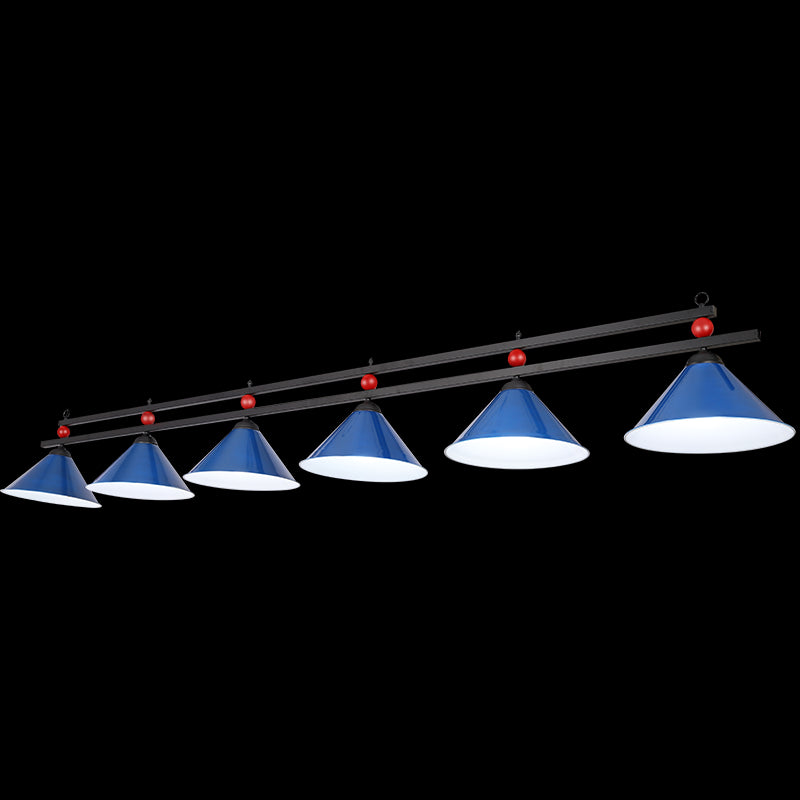 Conical Metal Hanging Island Light Industrial Billiard Club Suspension Pendant Light 6 Blue Clearhalo 'Ceiling Lights' 'Island Lights' Lighting' 2466205