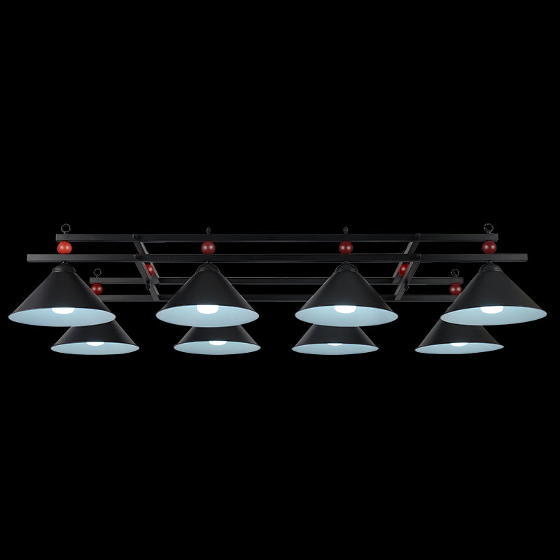 Conical Metal Hanging Island Light Industrial Billiard Club Suspension Pendant Light 8 Black Clearhalo 'Ceiling Lights' 'Island Lights' Lighting' 2466208