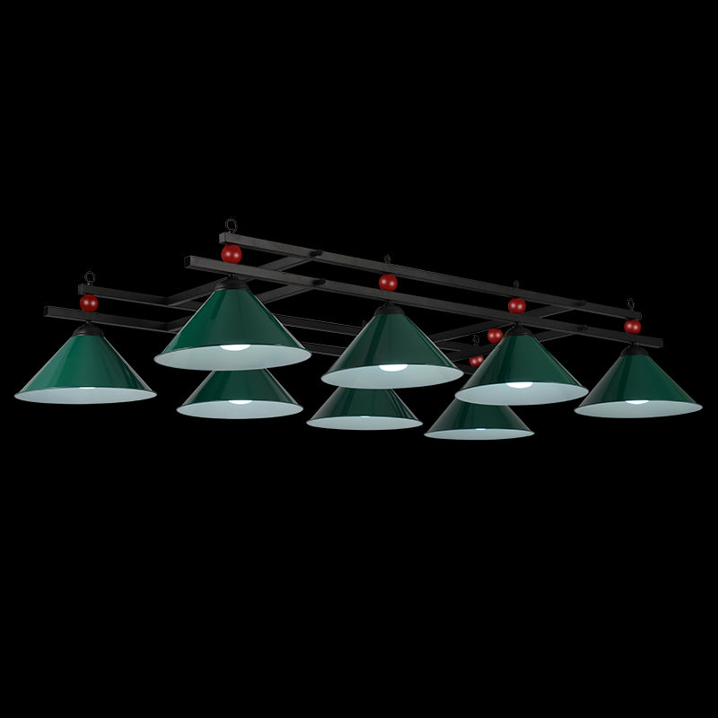 Conical Metal Hanging Island Light Industrial Billiard Club Suspension Pendant Light 8 Green Clearhalo 'Ceiling Lights' 'Island Lights' Lighting' 2466210