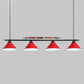 Iron Linear Island Ceiling Light Industrial Country Club Billiard Chandelier with Cone Shade 4 Red Straight Clearhalo 'Ceiling Lights' 'Island Lights' Lighting' 2466217