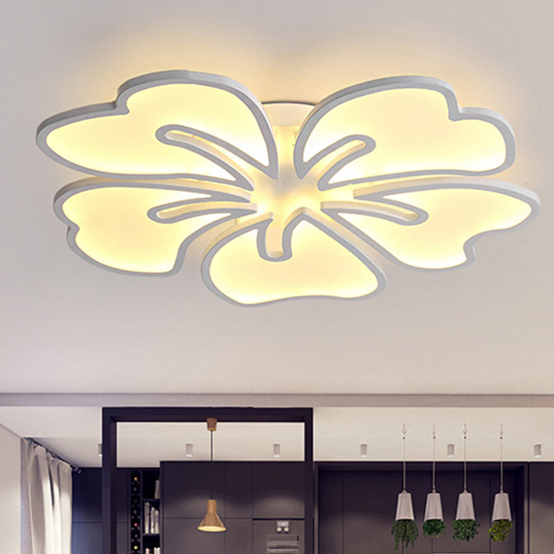 Contemporary Flower Flush Mount Acrylic 3/4/5-Light Bedroom Flush Ceiling Lamp in Warm/White/Natural Light 5 White Clearhalo 'Ceiling Lights' 'Close To Ceiling Lights' 'Close to ceiling' 'Flush mount' Lighting' 246624