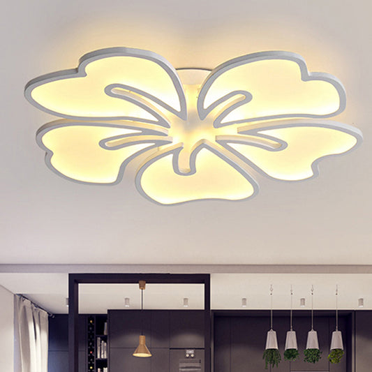Contemporary Flower Flush Mount Acrylic 3/4/5-Light Bedroom Flush Ceiling Lamp in Warm/White/Natural Light 5 White Clearhalo 'Ceiling Lights' 'Close To Ceiling Lights' 'Close to ceiling' 'Flush mount' Lighting' 246624
