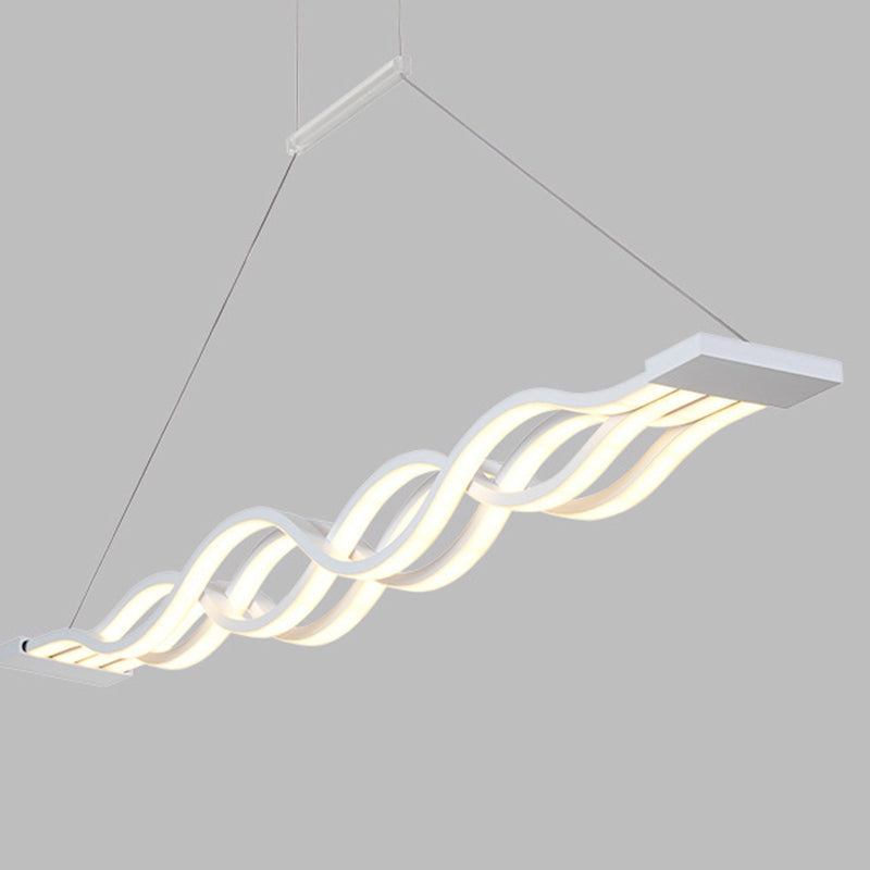 White Wavy Suspended Lighting Fixture Minimalism LED Acrylic Pendant Lamp over Table Clearhalo 'Ceiling Lights' 'Island Lights' Lighting' 2466266