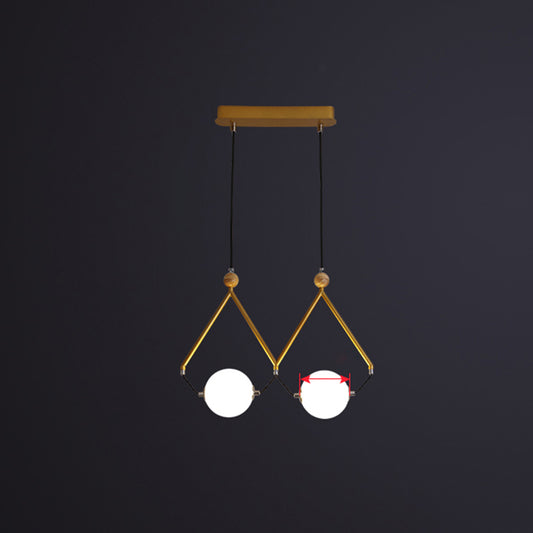 Ball Restaurant Suspension Light Ivory Glass Minimalist Creative Island Lighting Fixture 2 Gold Clearhalo 'Ceiling Lights' 'Island Lights' Lighting' 2466294