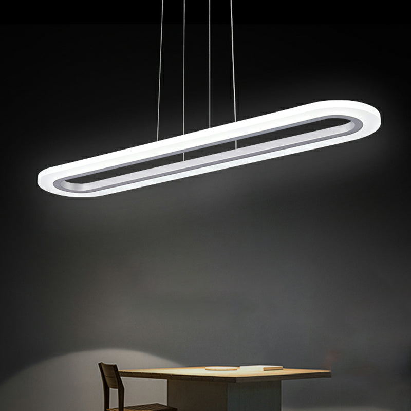Oblong Office Island Ceiling Light Acrylic Simple Style LED Pendulum Light in Silver Clearhalo 'Ceiling Lights' 'Island Lights' Lighting' 2466304