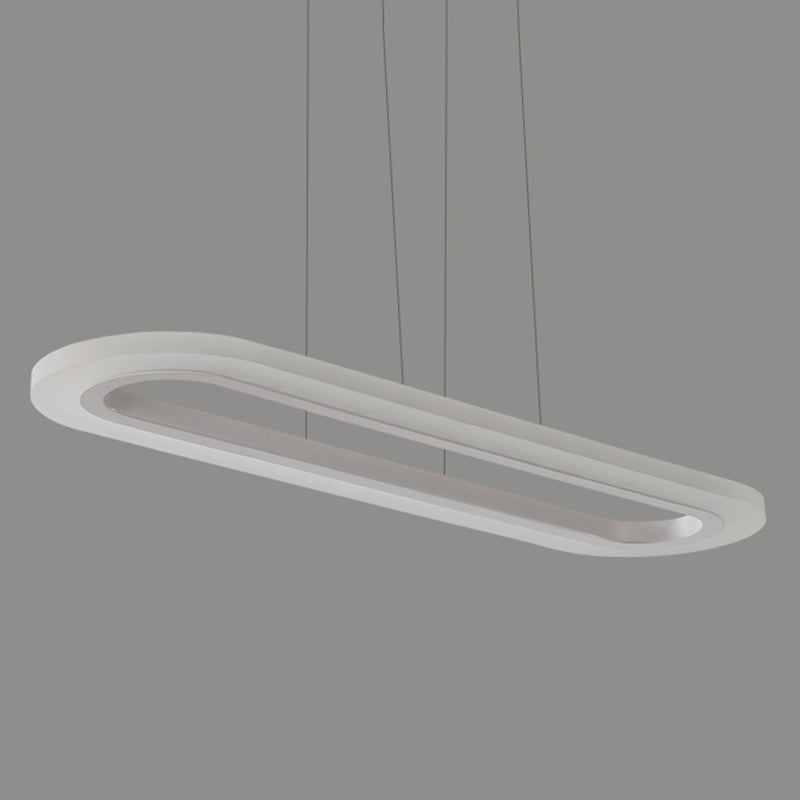 Oblong Office Island Ceiling Light Acrylic Simple Style LED Pendulum Light in Silver Clearhalo 'Ceiling Lights' 'Island Lights' Lighting' 2466305