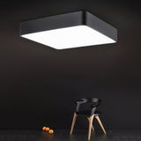 Black Square Flushmount Ceiling Lamp Nordic Metal LED Flush Light Fixture for Office Clearhalo 'Ceiling Lights' 'Close To Ceiling Lights' 'Close to ceiling' 'Flush mount' Lighting' 2466347