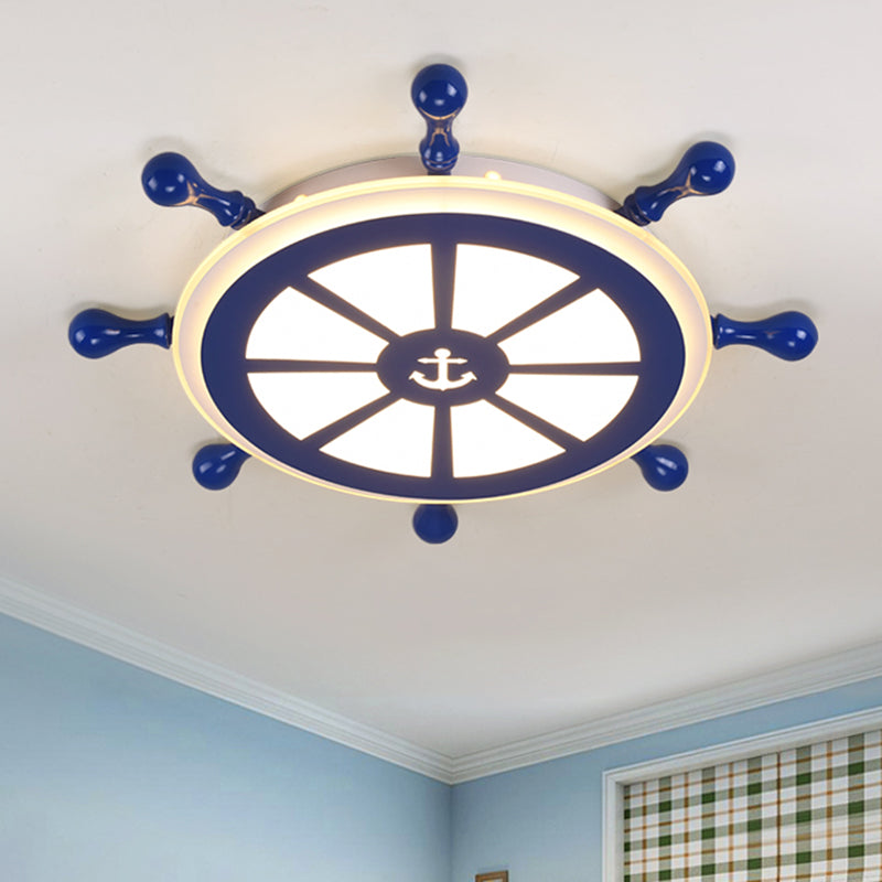 Rudder Kids Room Ceiling Lighting Acrylic Creative LED Flush Mount Lamp in Navy Blue Clearhalo 'Ceiling Lights' 'Close To Ceiling Lights' 'Close to ceiling' 'Flush mount' Lighting' 2466358