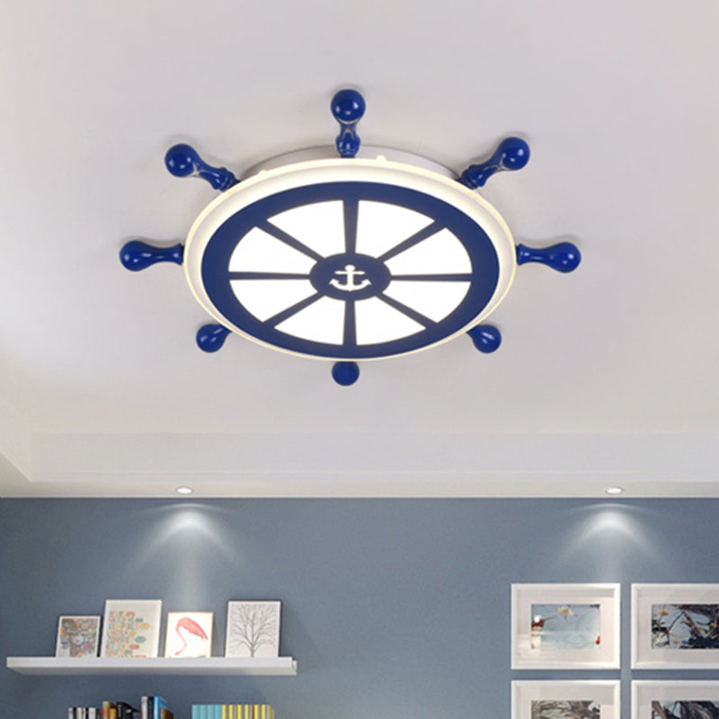 Rudder Kids Room Ceiling Lighting Acrylic Creative LED Flush Mount Lamp in Navy Blue Clearhalo 'Ceiling Lights' 'Close To Ceiling Lights' 'Close to ceiling' 'Flush mount' Lighting' 2466359