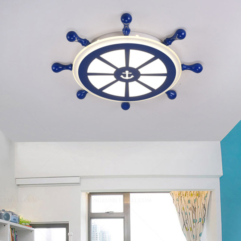 Rudder Kids Room Ceiling Lighting Acrylic Creative LED Flush Mount Lamp in Navy Blue Clearhalo 'Ceiling Lights' 'Close To Ceiling Lights' 'Close to ceiling' 'Flush mount' Lighting' 2466360