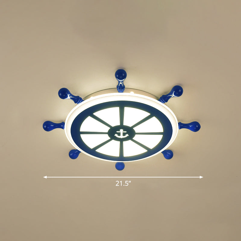 Rudder Kids Room Ceiling Lighting Acrylic Creative LED Flush Mount Lamp in Navy Blue Clearhalo 'Ceiling Lights' 'Close To Ceiling Lights' 'Close to ceiling' 'Flush mount' Lighting' 2466362