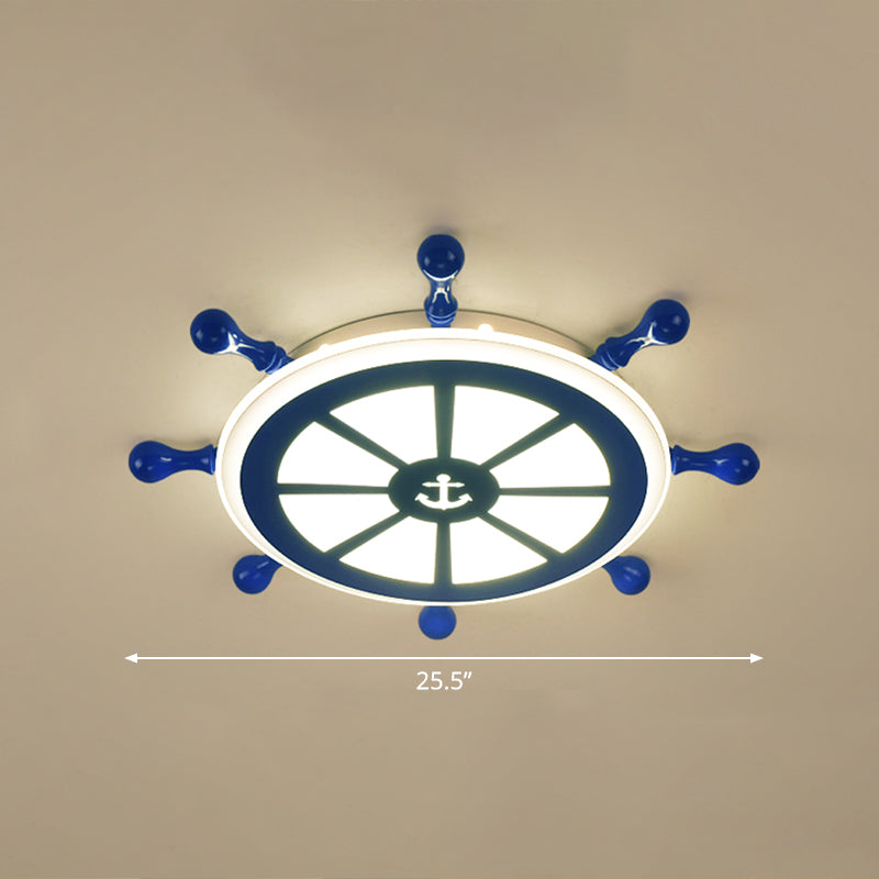 Rudder Kids Room Ceiling Lighting Acrylic Creative LED Flush Mount Lamp in Navy Blue Clearhalo 'Ceiling Lights' 'Close To Ceiling Lights' 'Close to ceiling' 'Flush mount' Lighting' 2466363