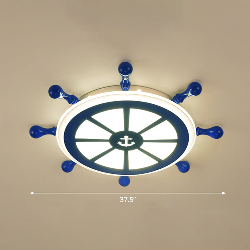 Rudder Kids Room Ceiling Lighting Acrylic Creative LED Flush Mount Lamp in Navy Blue Clearhalo 'Ceiling Lights' 'Close To Ceiling Lights' 'Close to ceiling' 'Flush mount' Lighting' 2466364