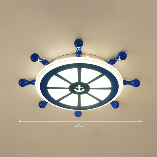 Rudder Kids Room Ceiling Lighting Acrylic Creative LED Flush Mount Lamp in Navy Blue Clearhalo 'Ceiling Lights' 'Close To Ceiling Lights' 'Close to ceiling' 'Flush mount' Lighting' 2466364