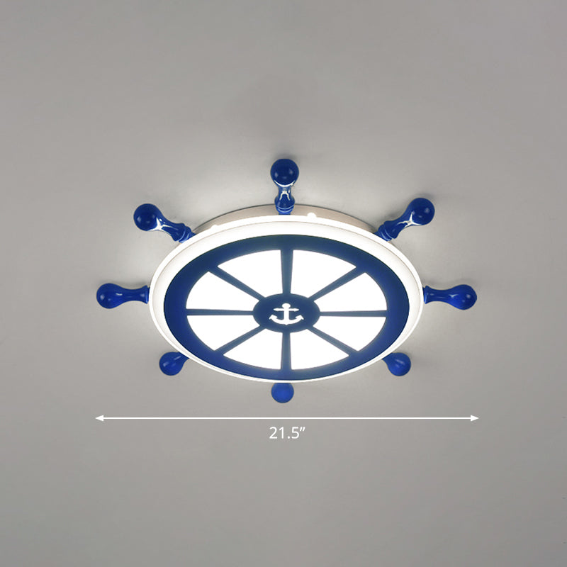 Rudder Kids Room Ceiling Lighting Acrylic Creative LED Flush Mount Lamp in Navy Blue Clearhalo 'Ceiling Lights' 'Close To Ceiling Lights' 'Close to ceiling' 'Flush mount' Lighting' 2466365