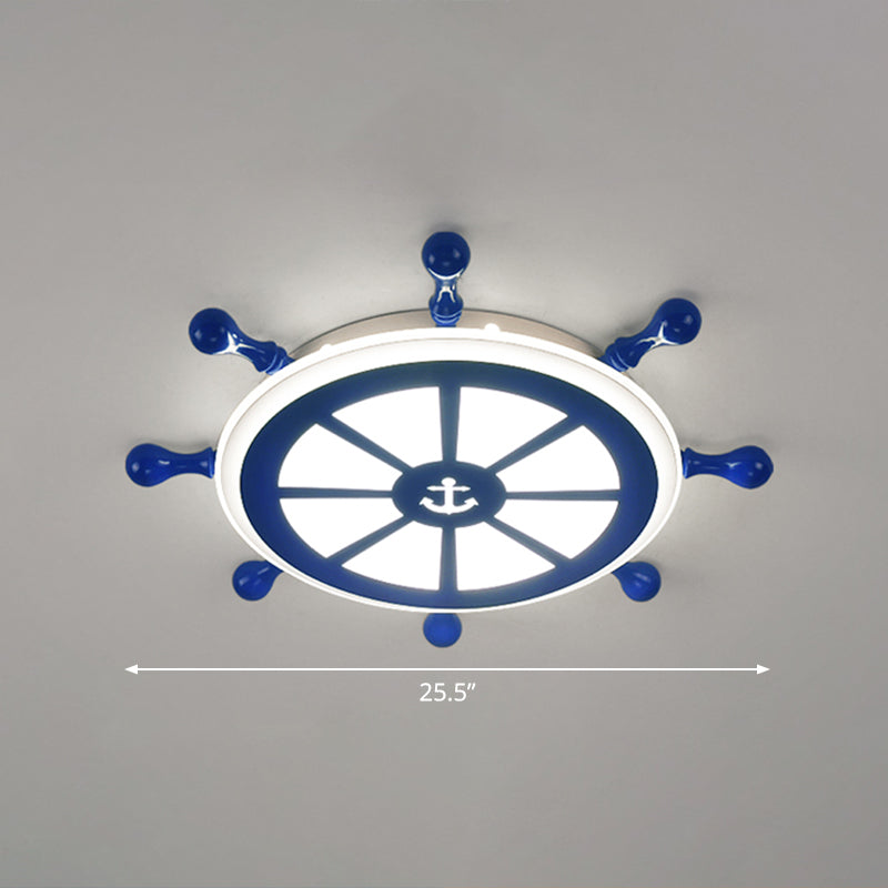 Rudder Kids Room Ceiling Lighting Acrylic Creative LED Flush Mount Lamp in Navy Blue Clearhalo 'Ceiling Lights' 'Close To Ceiling Lights' 'Close to ceiling' 'Flush mount' Lighting' 2466366