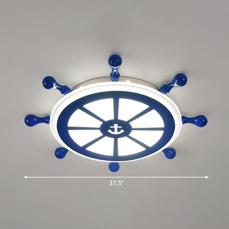 Rudder Kids Room Ceiling Lighting Acrylic Creative LED Flush Mount Lamp in Navy Blue Clearhalo 'Ceiling Lights' 'Close To Ceiling Lights' 'Close to ceiling' 'Flush mount' Lighting' 2466367