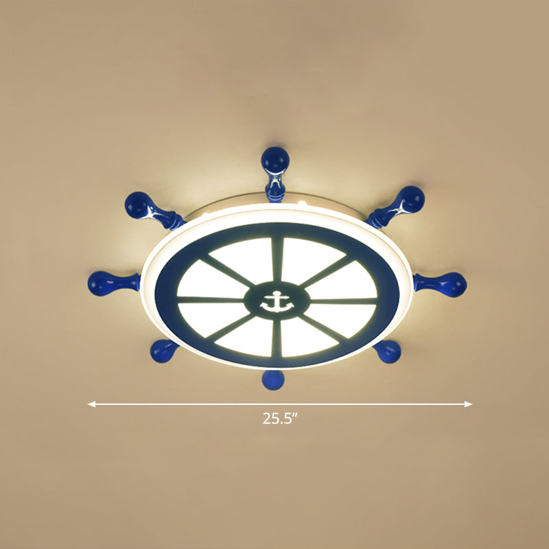 Rudder Kids Room Ceiling Lighting Acrylic Creative LED Flush Mount Lamp in Navy Blue Clearhalo 'Ceiling Lights' 'Close To Ceiling Lights' 'Close to ceiling' 'Flush mount' Lighting' 2466369