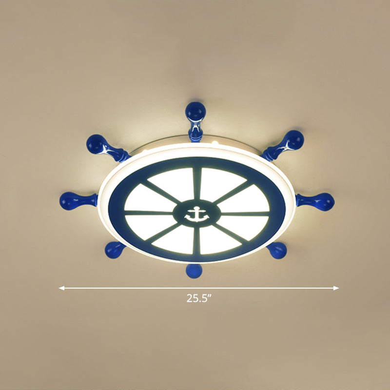 Rudder Kids Room Ceiling Lighting Acrylic Creative LED Flush Mount Lamp in Navy Blue Clearhalo 'Ceiling Lights' 'Close To Ceiling Lights' 'Close to ceiling' 'Flush mount' Lighting' 2466372
