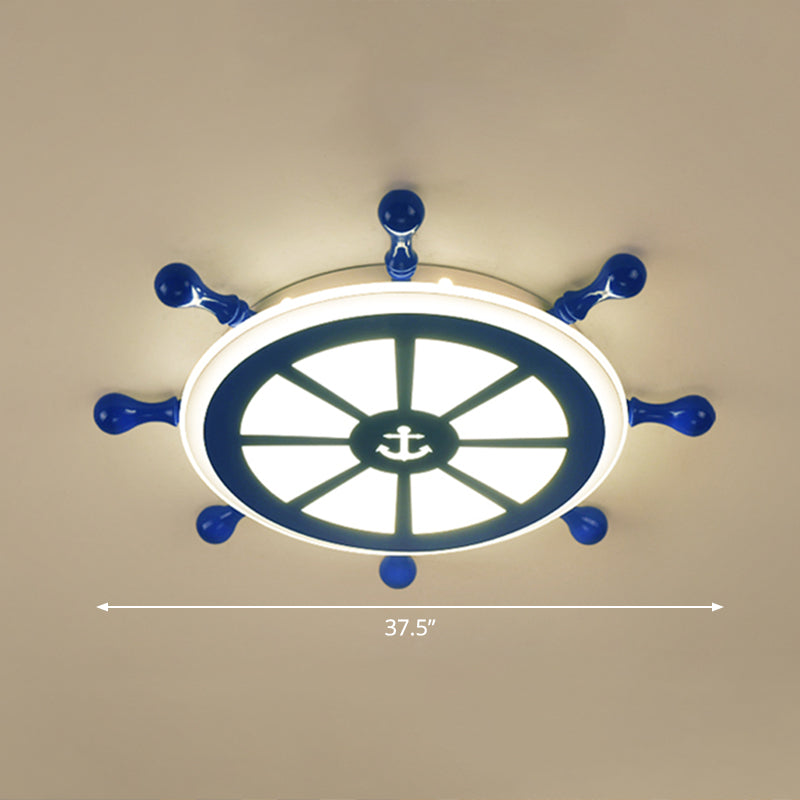 Rudder Kids Room Ceiling Lighting Acrylic Creative LED Flush Mount Lamp in Navy Blue Clearhalo 'Ceiling Lights' 'Close To Ceiling Lights' 'Close to ceiling' 'Flush mount' Lighting' 2466373