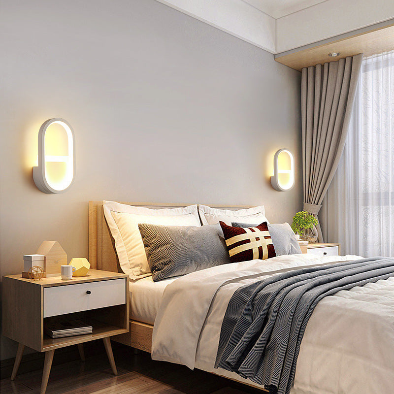 Metal Elliptical LED Wall Lamp Minimalism Wall Sconces Lighting Fixture for Bedroom Clearhalo 'Cast Iron' 'Glass' 'Industrial' 'Modern wall lights' 'Modern' 'Tiffany' 'Traditional wall lights' 'Wall Lamps & Sconces' 'Wall Lights' Lighting' 2466375
