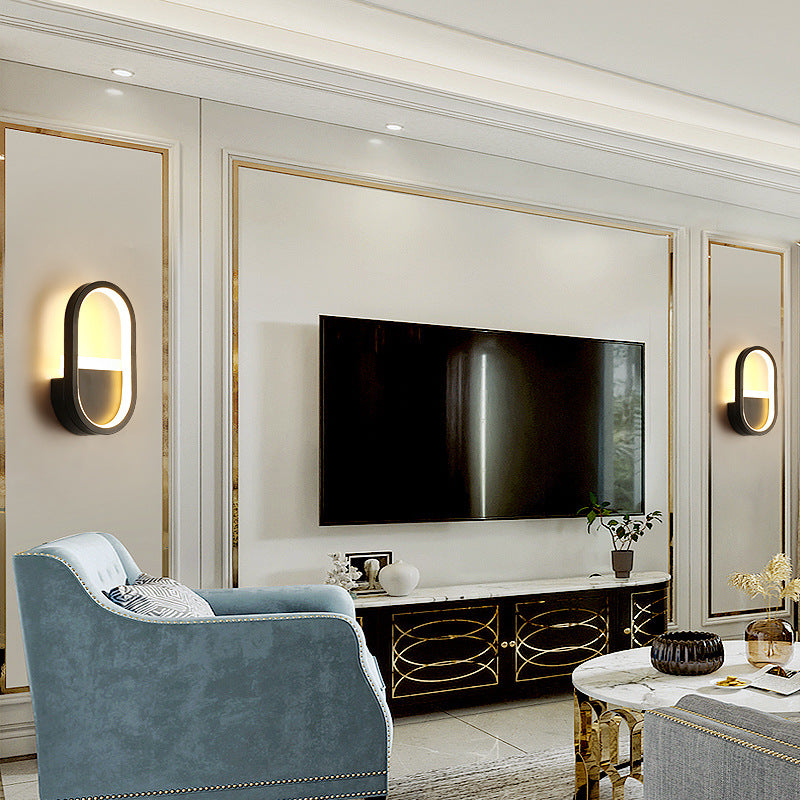 Metal Elliptical LED Wall Lamp Minimalism Wall Sconces Lighting Fixture for Bedroom Clearhalo 'Cast Iron' 'Glass' 'Industrial' 'Modern wall lights' 'Modern' 'Tiffany' 'Traditional wall lights' 'Wall Lamps & Sconces' 'Wall Lights' Lighting' 2466376