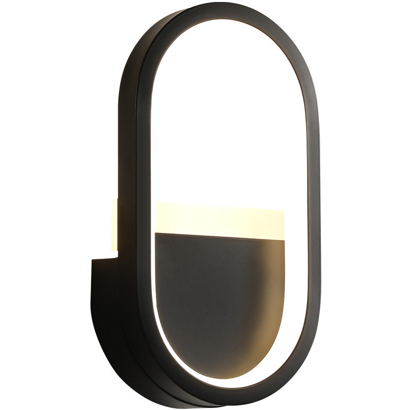 Metal Elliptical LED Wall Lamp Minimalism Wall Sconces Lighting Fixture for Bedroom Clearhalo 'Cast Iron' 'Glass' 'Industrial' 'Modern wall lights' 'Modern' 'Tiffany' 'Traditional wall lights' 'Wall Lamps & Sconces' 'Wall Lights' Lighting' 2466378