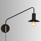 Metal Swing Arm Sconce Lamp Industrial Style Single Living Room Reading Light with Saucer Lampshade Matte Black Plug In Clearhalo 'Art deco wall lights' 'Cast Iron' 'Glass' 'Industrial wall lights' 'Industrial' 'Middle century wall lights' 'Modern' 'Rustic wall lights' 'Tiffany' 'Traditional wall lights' 'Wall Lamps & Sconces' 'Wall Lights' Lighting' 2466437