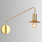 Metal Swing Arm Sconce Lamp Industrial Style Single Living Room Reading Light with Saucer Lampshade Gold Hardwired Clearhalo 'Art deco wall lights' 'Cast Iron' 'Glass' 'Industrial wall lights' 'Industrial' 'Middle century wall lights' 'Modern' 'Rustic wall lights' 'Tiffany' 'Traditional wall lights' 'Wall Lamps & Sconces' 'Wall Lights' Lighting' 2466452