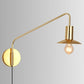 Metal Swing Arm Sconce Lamp Industrial Style Single Living Room Reading Light with Saucer Lampshade Gold Plug In Clearhalo 'Art deco wall lights' 'Cast Iron' 'Glass' 'Industrial wall lights' 'Industrial' 'Middle century wall lights' 'Modern' 'Rustic wall lights' 'Tiffany' 'Traditional wall lights' 'Wall Lamps & Sconces' 'Wall Lights' Lighting' 2466453