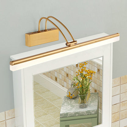 Swing Arm Bathroom LED Mirror Light Acrylic Minimalist Vanity Wall Light Fixture Brass Clearhalo 'Modern wall lights' 'Modern' 'Vanity Lights' 'Wall Lights' Lighting' 2466529