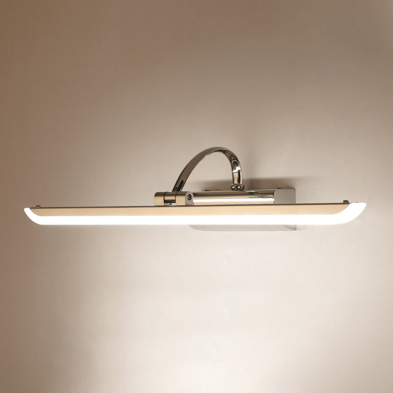 Contemporary Linear Picture Lamp Stainless Steel Bathroom LED Wall Vanity Light in Chrome Clearhalo 'Modern wall lights' 'Modern' 'Vanity Lights' 'Wall Lights' Lighting' 2466540