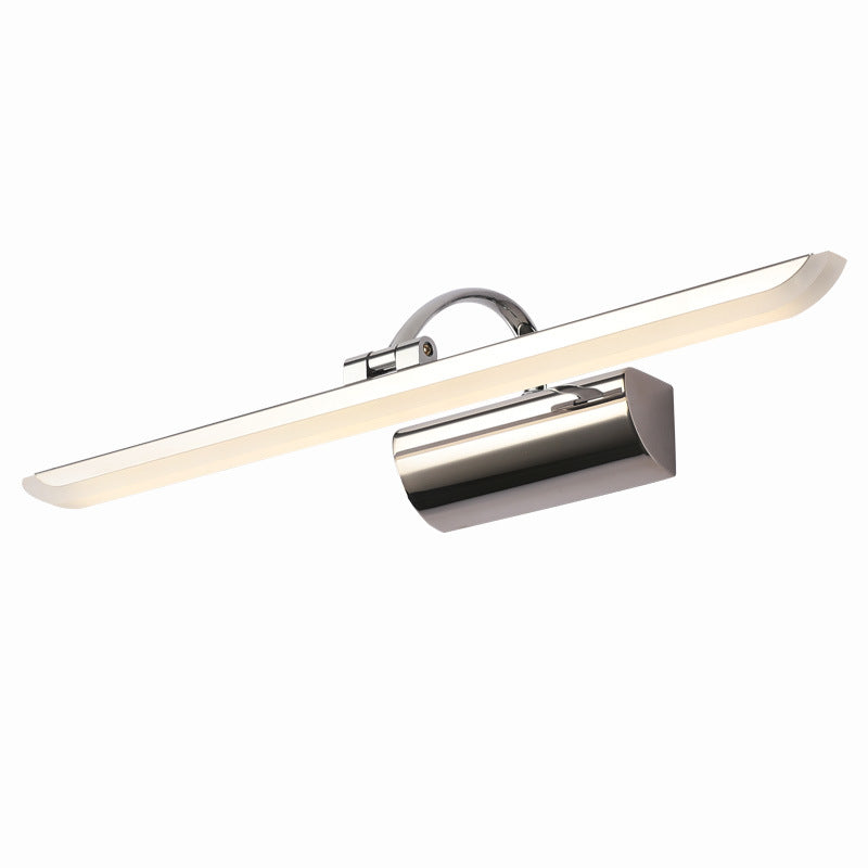 Contemporary Linear Picture Lamp Stainless Steel Bathroom LED Wall Vanity Light in Chrome Clearhalo 'Modern wall lights' 'Modern' 'Vanity Lights' 'Wall Lights' Lighting' 2466542