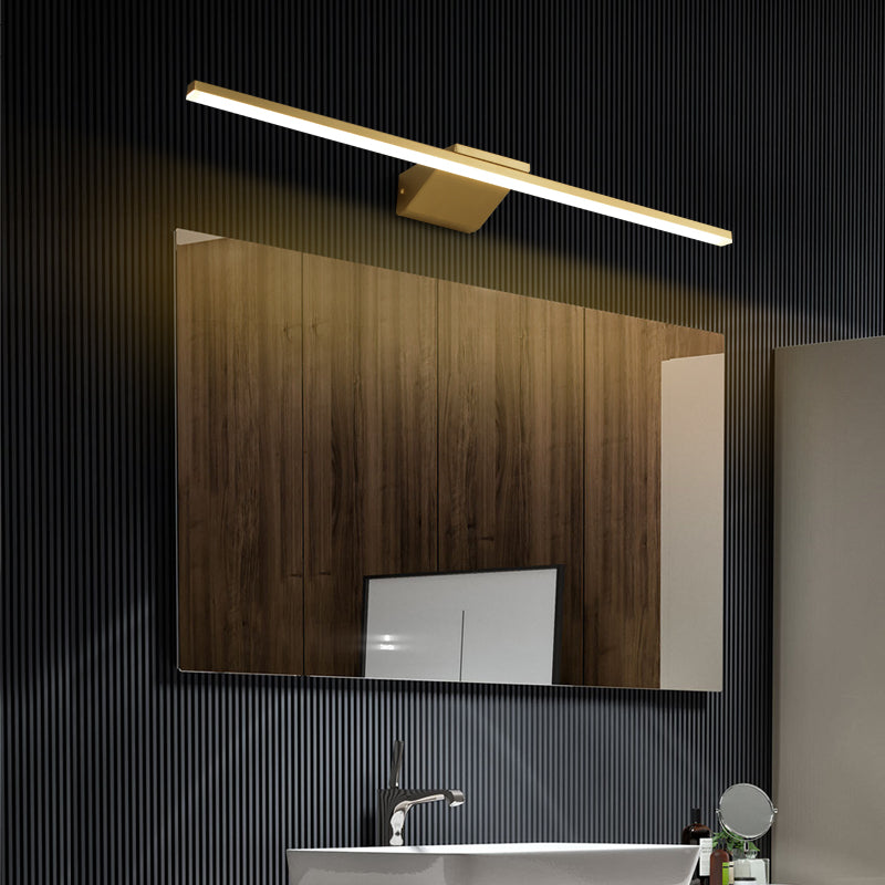 Linear LED Sconce Light Postmodern Style Acrylic Bath Wall Vanity Light in Brass Clearhalo 'Cast Iron' 'Glass' 'Industrial' 'Modern wall lights' 'Modern' 'Tiffany' 'Traditional wall lights' 'Vanity Lights' 'Wall Lights' Lighting' 2466559