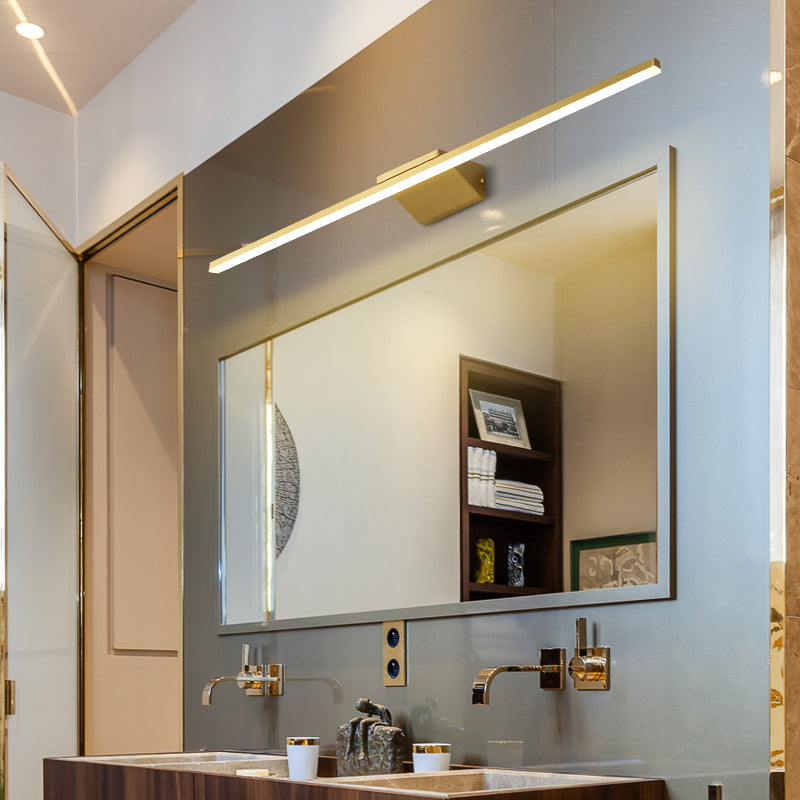 Linear LED Sconce Light Postmodern Style Acrylic Bath Wall Vanity Light in Brass Clearhalo 'Cast Iron' 'Glass' 'Industrial' 'Modern wall lights' 'Modern' 'Tiffany' 'Traditional wall lights' 'Vanity Lights' 'Wall Lights' Lighting' 2466562