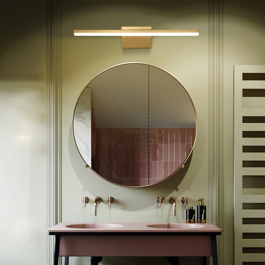 Linear LED Sconce Light Postmodern Style Acrylic Bath Wall Vanity Light in Brass Clearhalo 'Cast Iron' 'Glass' 'Industrial' 'Modern wall lights' 'Modern' 'Tiffany' 'Traditional wall lights' 'Vanity Lights' 'Wall Lights' Lighting' 2466565